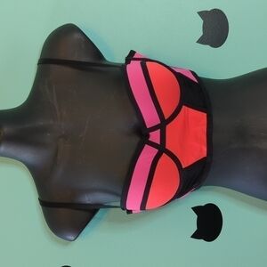 BALANCED Tech Bustier Push-up Black Neon Pink Orange Small New